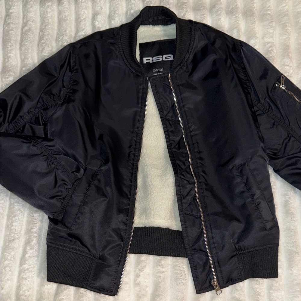 RSQ Midnight Black Bomber Jacket